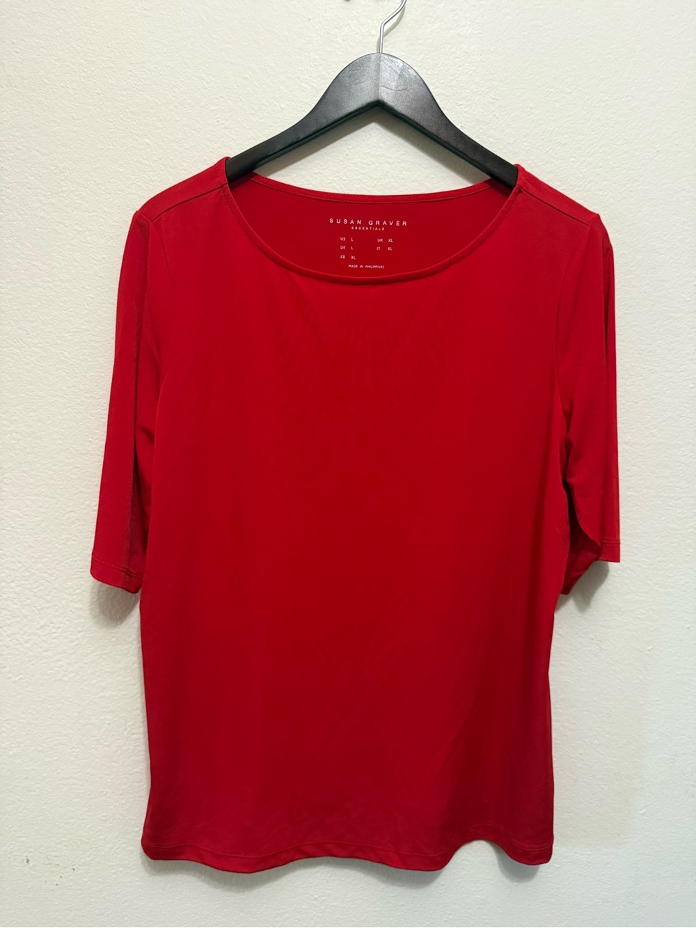 Susan Graver Red QVC Short-Sleeve Knit Top size large